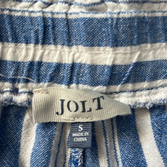 Super Fun Blue and White Stripe Beach Pqnts with Elastic Waist and Tie - Picture 3 of 6